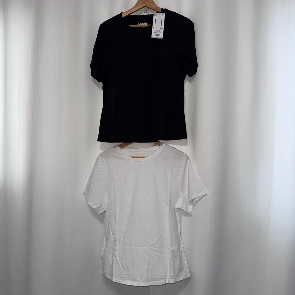 Edited by Remi Bader Baby Tee 2 Pack Black White Cotton Blend Plus Size 1X NEW
